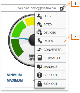 Screenshot of MyEyedro Client - Opening Rate Settings