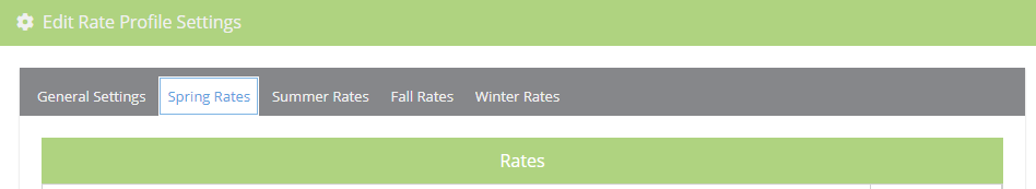 Tabs depicting how the rate profile can be split into different seasons.