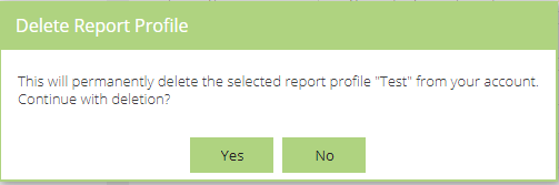 Overview of the form to confirm deletion of a Report Profile